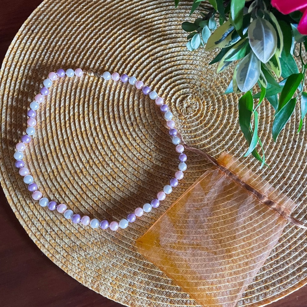 Multi colored Freshwater Cultured Pearl Necklace 8-9MM